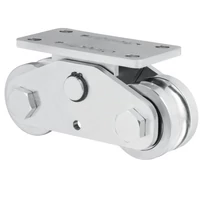Doppel-Schiebetorrolle mit Anschraubplatte,  Ø78mm, U Ø20mm Profil, Rollen dreifach kugelgelagert, Traglast 1500kg, mit seitlichen Stabilisatorplatten