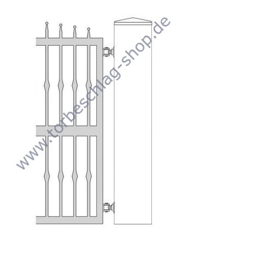 Torband verstellbar, 42-63mm, Torangel mit Anschweissplatten, M16, Anschweisshülse Ø21mm, Achsbolzen mit Schraube befestigt