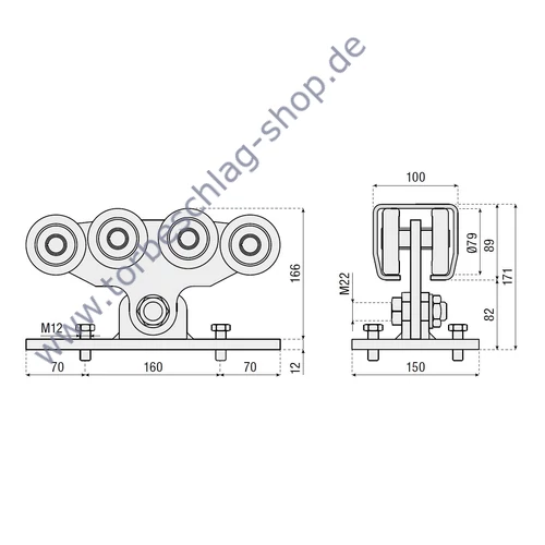Schiebetorset freitragend, 6 Meter / 710 KG, Laufschiene roh
