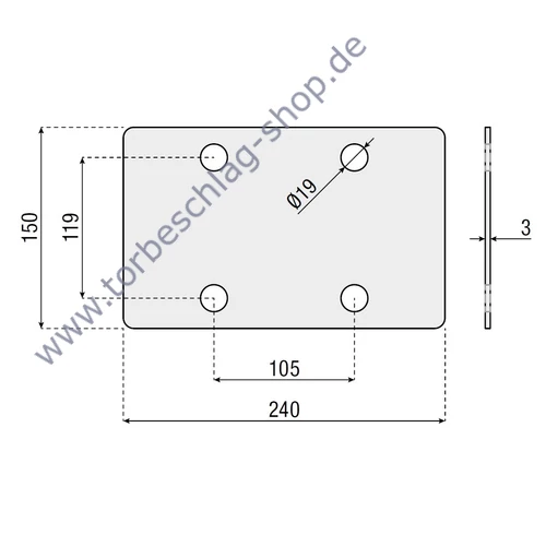 Bodenplatte 303.5L für Laufrollenbock 301.5L