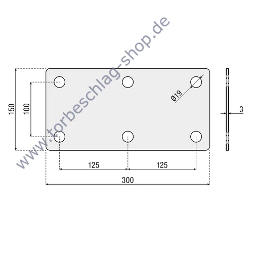 Bodenplatte 303.8L für Laufrollenböcke 301.8L und 301.9L