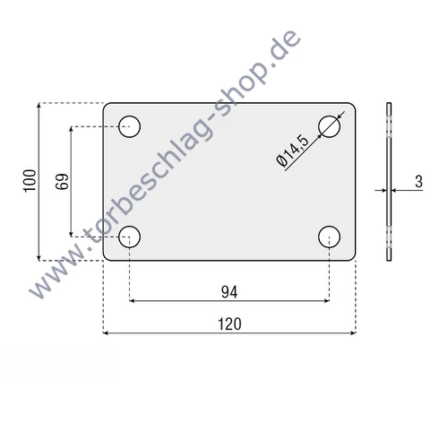 Bodenplatte 303.S für Laufrollenböcke Serie S
