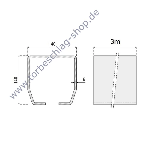 Schiebetorset freitragend, 6 Meter / 1120 KG, Laufschiene roh