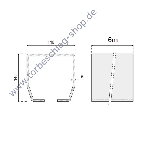 Schiebetorset freitragend, 6 Meter / 1120 KG, Laufschiene roh
