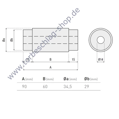 Verbindungszapfen für Halstorband, Torangel, zum Einschweissen in den Torrahmen, für Torrahmenstärke 35mm / 40mm / 50mm