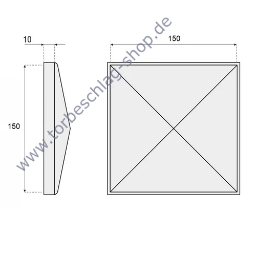 Pfostenkappe mit Flansch, roh, für Vierkantrohr 150x150mm