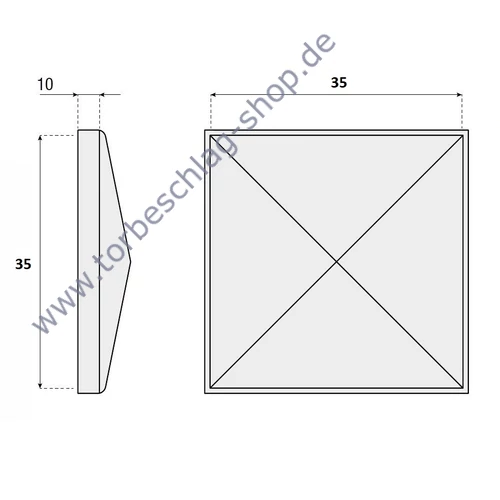Pfostenkappe mit Flansch, verzinkt, für Vierkantrohr 35x35mm