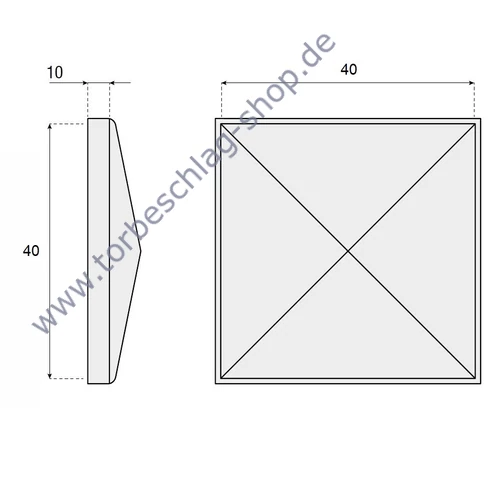 Pfostenkappe mit Flansch, roh, für Vierkantrohr 40x40mm