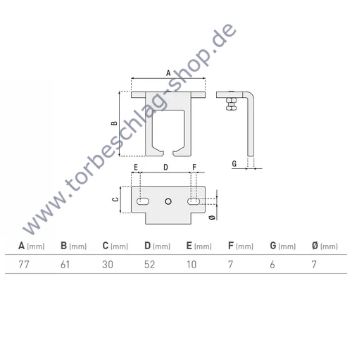 Schienenhalter für Scheunentor Schiene Art. 623.24
