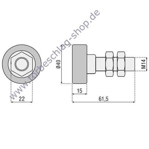 Führungsrolle unten, Ø40mm, M14