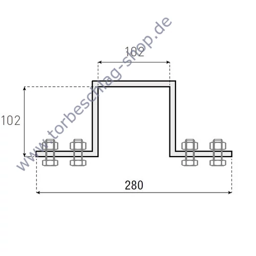 Vierkantpfosten-Konsole 102x102mm zum Anschrauben, für Führungsbock 208.22