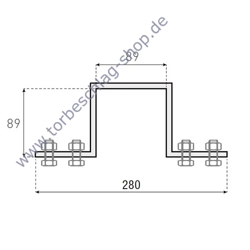 Vierkantpfosten-Konsole 89x89mm zum Anschrauben, für Führungsbock 208.22