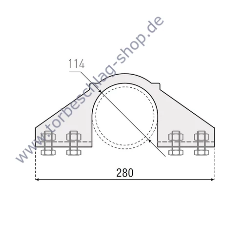Rundrohr-Konsole Ø114mm zum Anschrauben, für Führungsbock 208.22