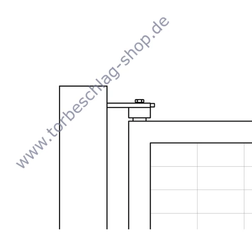 Scharnier Schwerlast, Torband oben, kugelgelagert, Torangel, Ø70mm, verstellbar, 77-107mm, mit Anschweisslasche ≠70x10mm