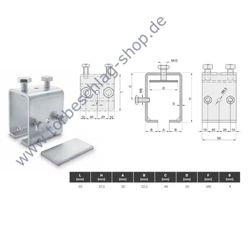 Verbindungsstück für Scheunentor Schiene Art. Nr. 623.55
