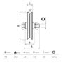 Schiebetorrolle Ø98mm, mit V92° Profil, kugelgelagert, M14, Traglast 250kg