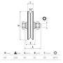 Schiebetorrolle Ø58mm, mit V92° Profil, kugelgelagert, M12, Traglast 200kg