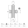 Schiebetorrolle Ø78mm, mit V92° Profil, kugelgelagert, M14, Traglast 250kg