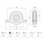 Schiebetorrolle mit Innen-Stützbock, Ø118mm, V92° Profil, kugelgelagert, Traglast 250 kg