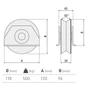 Schiebetorrolle mit Seiten-Stützbock, Ø118mm, V92° Profil, doppelt kugelgelagert, Traglast 500 kg