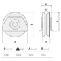 Bild 2/2 - Schiebetorrolle mit Seiten-Stützbock, Ø138mm, V92° Profil, doppelt kugelgelagert, Traglast 500 kg