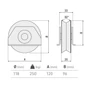 Schiebetorrolle mit Seiten-Stützbock, Ø118mm, V92° Profil, kugelgelagert, Traglast 250 kg