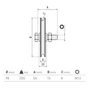 Bild 2/2 - Torrolle für Kipptor, Ø98mm, mit U Ø8mm Profil, kugelgelagert, M12, Traglast 200 kg