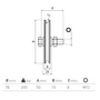 Bild 2/2 - Torrolle für Kipptor, Ø78mm, mit U Ø8mm Profil, kugelgelagert, M12, Traglast 200 kg