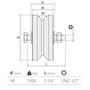 Schiebetorrolle Ø98mm, V92° Profil, doppelt kugelgelagert, Traglast 1000kg