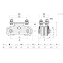 Bild 2/2 - Doppel-Schiebetorrolle mit Anschraubplatte,  Ø98mm, V92° Profil, Rollen doppelt kugelgelagert, Traglast 1500kg, mit seitlichen Stabilisatorplatten