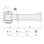 Bild 2/2 - Torband verstellbar, 40-62mm, Torangel mit Mauerhülse zum Einbetonieren 75mm, M18, mit Anschweissbügel, Achsbolzen mit Schraube befestigt