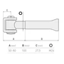 Bild 2/2 - Torband verstellbar, 50-80mm, Torangel mit Mauerhülse zum Einbetonieren 100mm, M24, mit Anschweissbügel, Achsbolzen mit Schraube befestigt