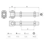 Torband verstellbar, 42- mm, Torangel zum Durchschrauben, mit Langgewinde 160mm, M20, mit Anschweissplatten,  Achsbolzen mit Schraube befestigt