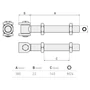 Bild 2/2 - Torband verstellbar, 50- mm, Torangel zum Durchschrauben, mit Langgewinde 180mm, M24, mit Anschweissplatten, Achsbolzen mit Schraube befestigt