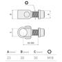 Bild 2/2 - Scharnier Schwerlast, Halstorband, Torangel verstellbar, 55-100mm, M18, Anschweisshülse Ø23mm, Einbau mit Verbindungszapfen