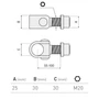 Bild 2/2 - Scharnier Schwerlast, Halstorband, Torangel verstellbar, 55-100mm, M20, Anschweisshülse Ø25mm, Einbau mit Verbindungszapfen