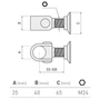 Bild 2/2 - Scharnier Schwerlast, Halstorband, Torangel verstellbar, 55-100mm, M24, Anschweissscheibe Ø65mm, Einbau mit Verbindungszapfen