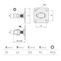 Bild 2/2 - Scharnier Schwerlast, Halstorband, Torangel verstellbar, 55-100mm, M24, Anschraubplatte 120x120mm, Einbau mit Verbindungszapfen