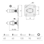 Bild 2/2 - Scharnier Schwerlast, Halstorband, Torangel verstellbar, 55-100mm, M27, Anschraubplatte 120x120mm, Einbau mit Verbindungszapfen